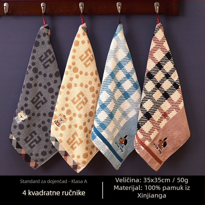 Airsl kvadratni ručnik za lice od pamuka, 30 g, kvadratni oblik, vezenje i jacquard
