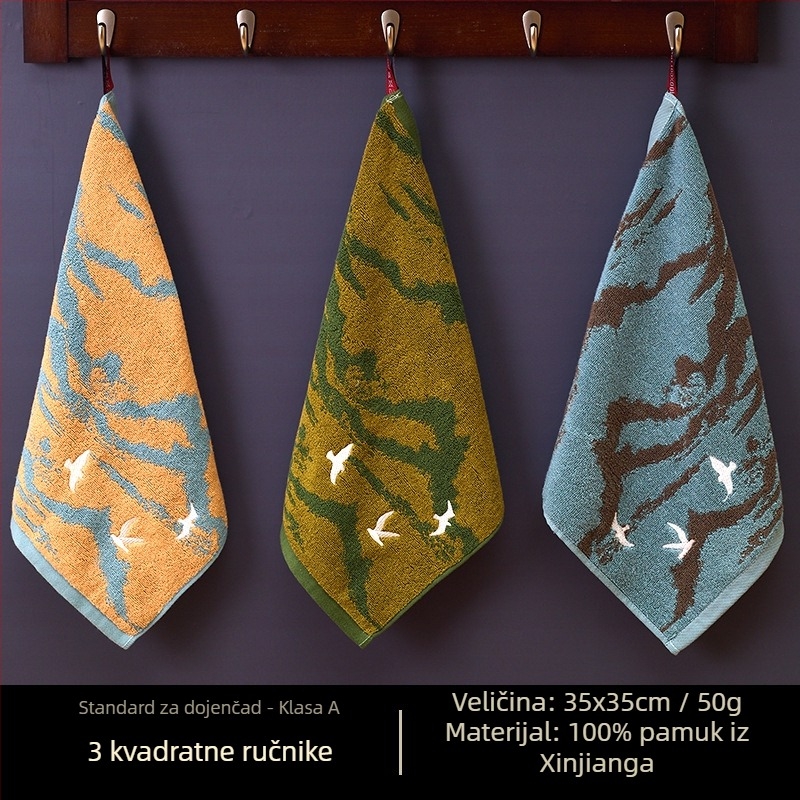 Airsl kvadratni ručnik za lice od pamuka, 30 g, kvadratni oblik, vezenje i jacquard
