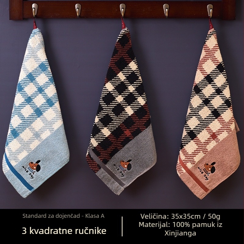 Airsl kvadratni ručnik za lice od pamuka, 30 g, kvadratni oblik, vezenje i jacquard