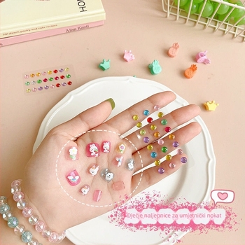 DIY set za dječje nokte – Ručno izrađeni plastični/smolni dodaci za nokte, Princess serija, dizajn voće i crtić, za dob 3–10 godina