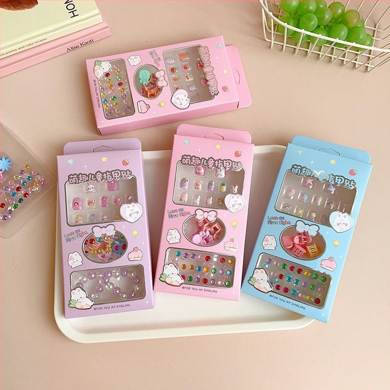 DIY set za dječje nokte – Ručno izrađeni plastični/smolni dodaci za nokte, Princess serija, dizajn voće i crtić, za dob 3–10 godina