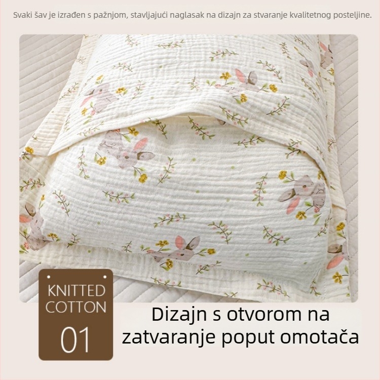 Set jastučnice i ručnika za bebu – pamuk-gaza, više od 95% pamuka, reaktivno ispisivanje i bojanje, pastoralni stil
