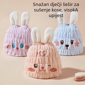 Dječja kapa za sušenje kose, super apsorbirajuća, brzo sušenje, koralni flis, 60S pređa, ušivena, 50–79 g
