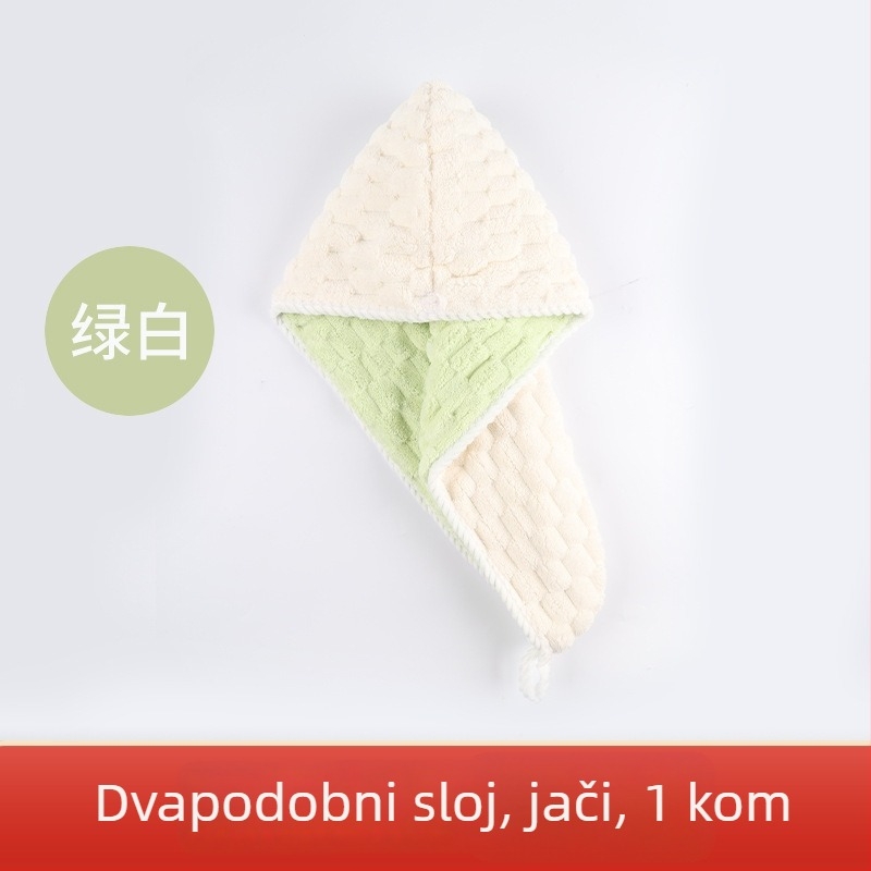 Šešir za sušenje kose od koralnog flisa, dvostruki sloj, za žene, 50–79 g, 32 vlakna, visoke i niske vlakne