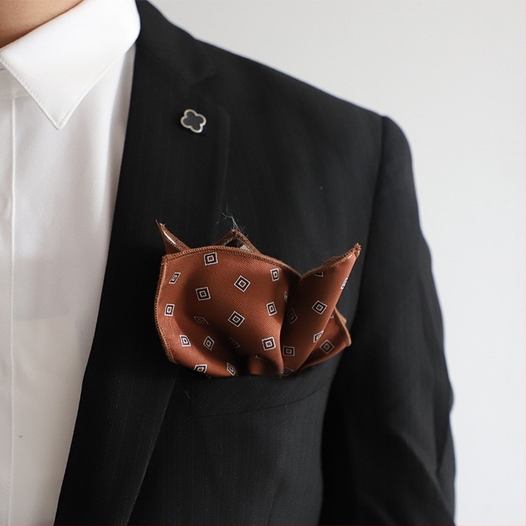 Muška džepna marama s jacquard uzorkom, prugasti uzorak — poliester-mješavina materijal, vlakno obojano po niti