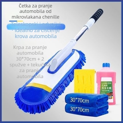 Mop za pranje automobila s chenille glavom, nehrđajući čelik, Langconi, teleskopska duga drška