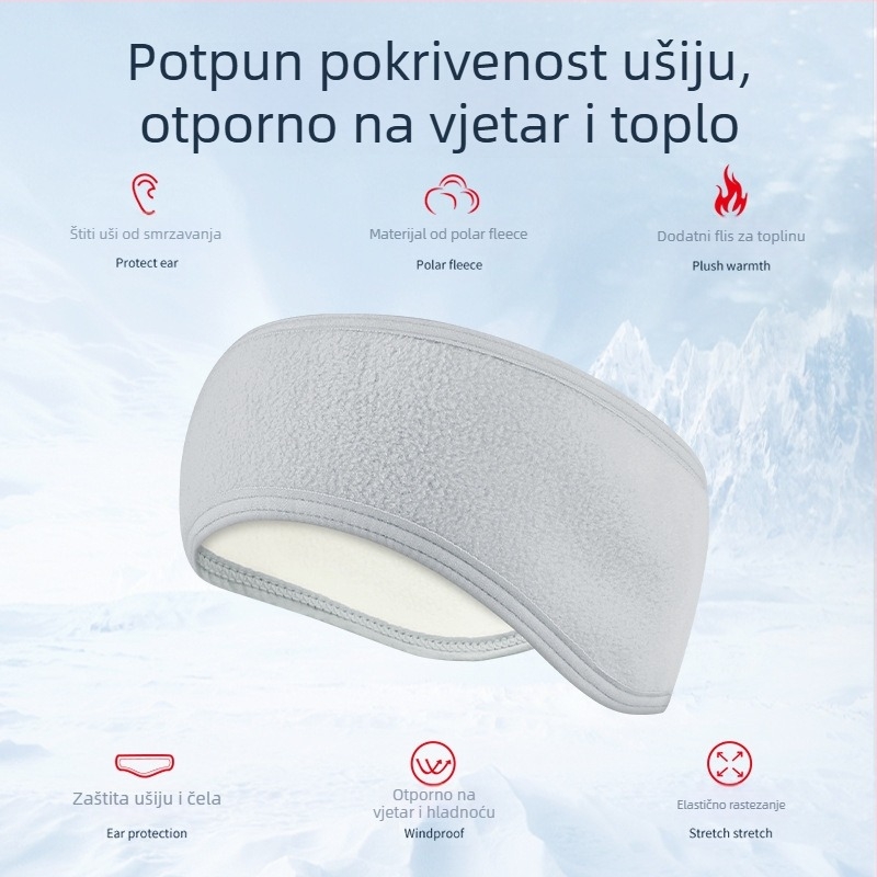 Čelenka za glavu s integriranim zaštitnim ušima, polarni flis, otporna na vjetar, za trčanje na otvorenom