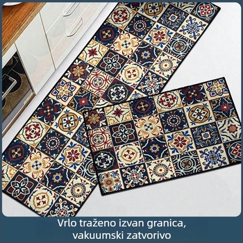 Set podnih prostirki: karirani vintage kristalni baršun, upijajući, protuklizni, kvadratni oblik, poliesterska vlakna, tisk, perivo, prilagodljivo, za dnevnu sobu, kuhinju, kupaonu