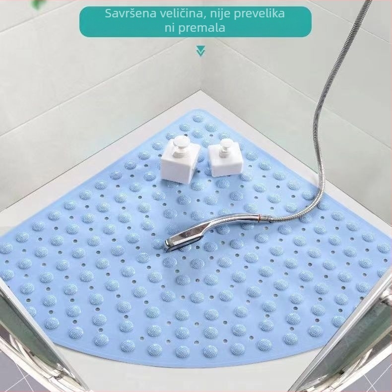 Set protukliznih prostirki za kupaonicu, TPE, oblik ventilatora, strojno tkanje, jednobojne, perive, prilagodljive