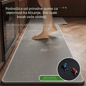 Kuhinjska prostirka za pod, tkana imitacija lana, jednobojna, upija vodu i masnoću, poliester