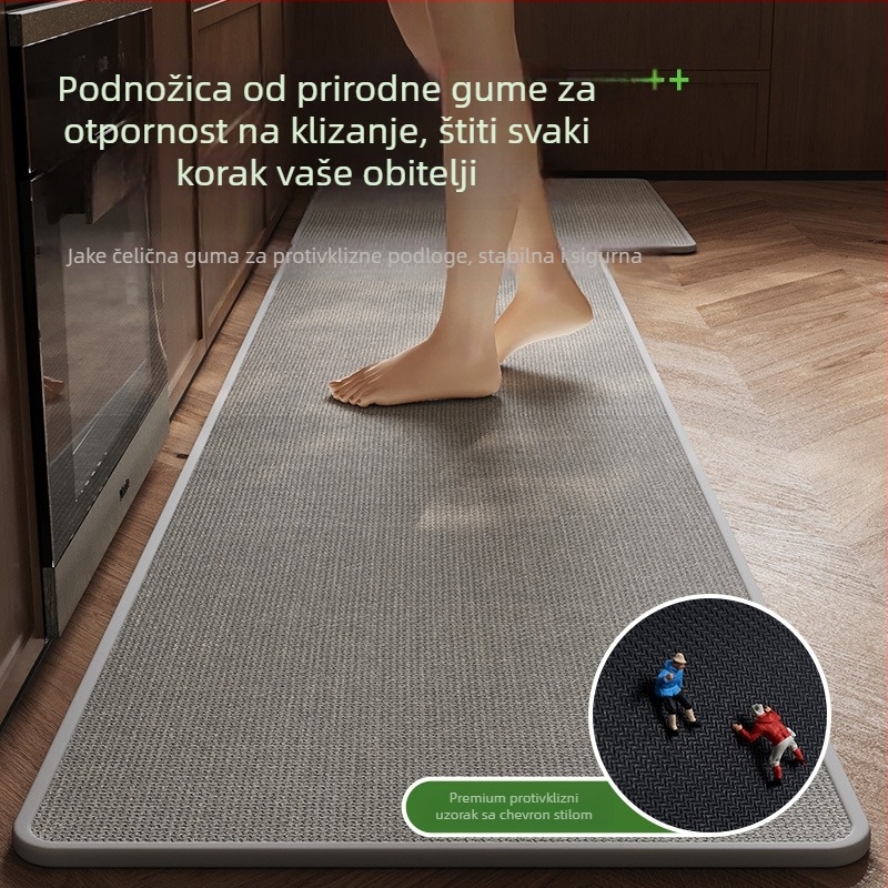 Kuhinjska prostirka za pod, tkana imitacija lana, jednobojna, upija vodu i masnoću, poliester