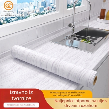 Samoljepljiva naljepnica s teksturom drveta na zid od PET-a s slojem aluminijske folije, geometrijski uzorak, 5+ komada, otporna na ulje, za ormariće i namještaj, moderni minimalistički stil