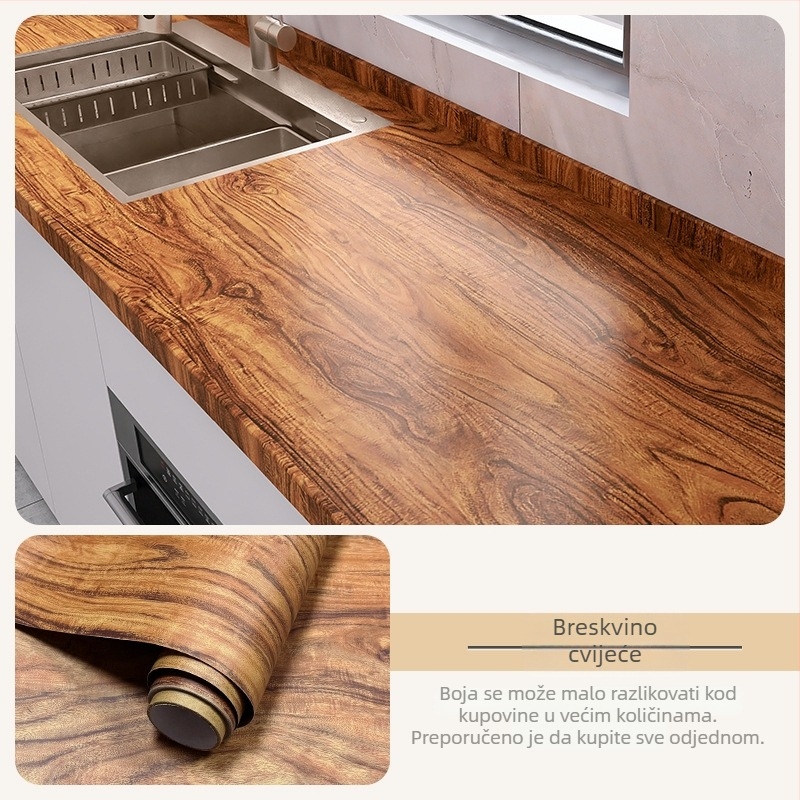 Samoljepljiva naljepnica s teksturom drveta na zid od PET-a s slojem aluminijske folije, geometrijski uzorak, 5+ komada, otporna na ulje, za ormariće i namještaj, moderni minimalistički stil