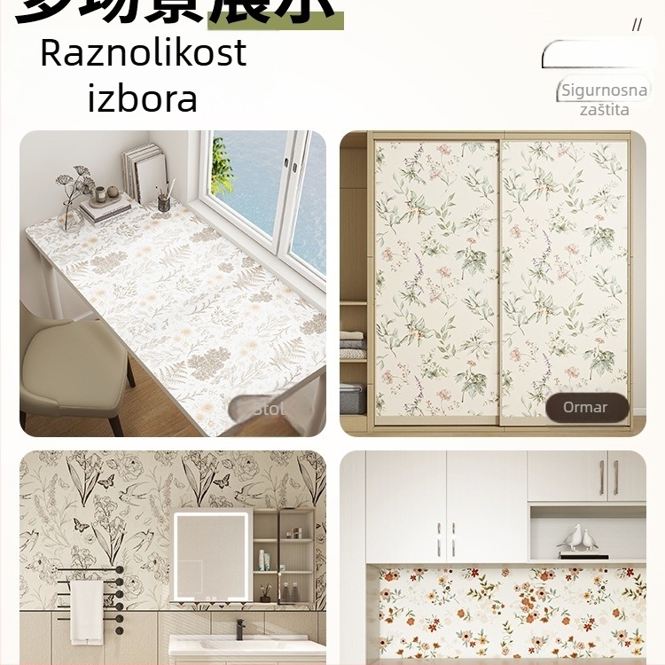 Francusko retro zidna naljepnica za vrata ormara – aluminijska folija, tekstura drva, samoljepljiva, vodootporna i otporna na vlagu