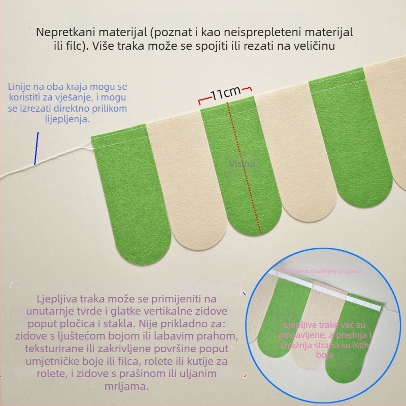 3D zidna naljepnica u šumskom stilu, prugasti uzorak; (Materijal: netkana tkanina; Funkcija: vatrootporna; Tip: 3D zidna naljepnica; Prostor: dječja soba)