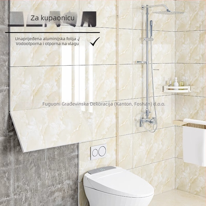 Naljepnica za zid s imitacijom mramora, PVC, 5+ komada, vodootporna, za kuhinju i restoran, moderni minimalistički stil, ogledalni efekt