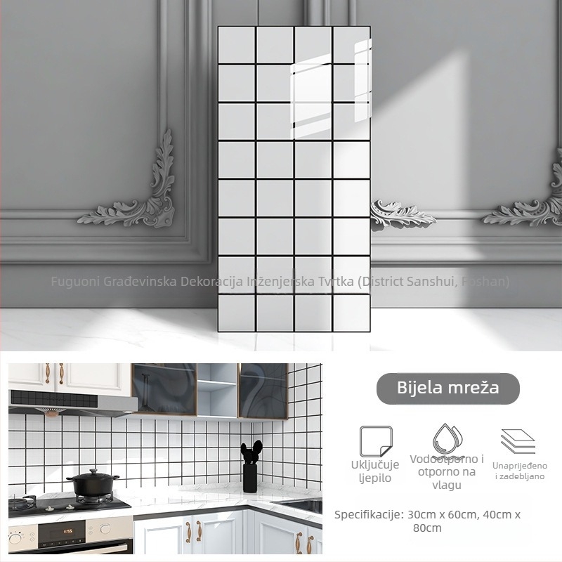 Naljepnica za zid s imitacijom mramora, PVC, 5+ komada, vodootporna, za kuhinju i restoran, moderni minimalistički stil, ogledalni efekt