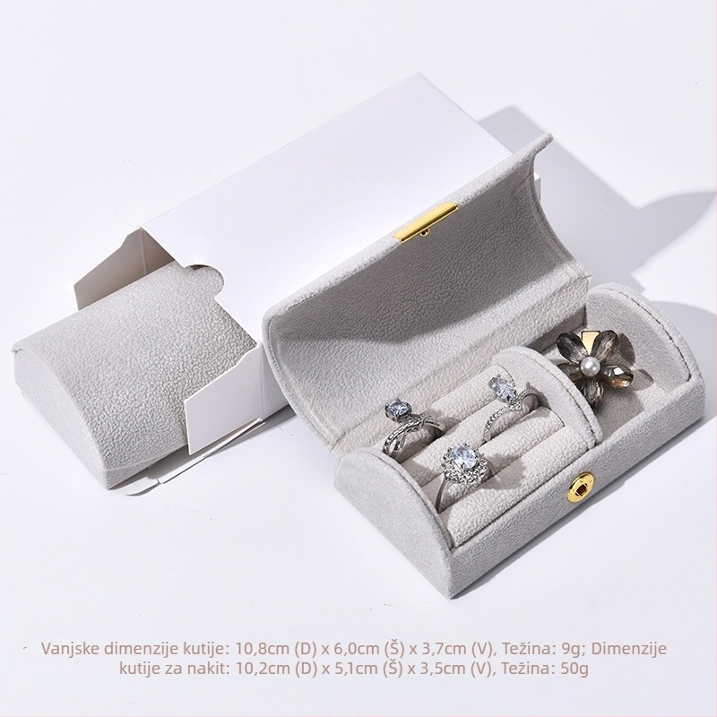 Kutija za nakit od baršuna sa perlama, mini luk dizajn, prijenosna pohrana za naušnice, prstene i ogrlice