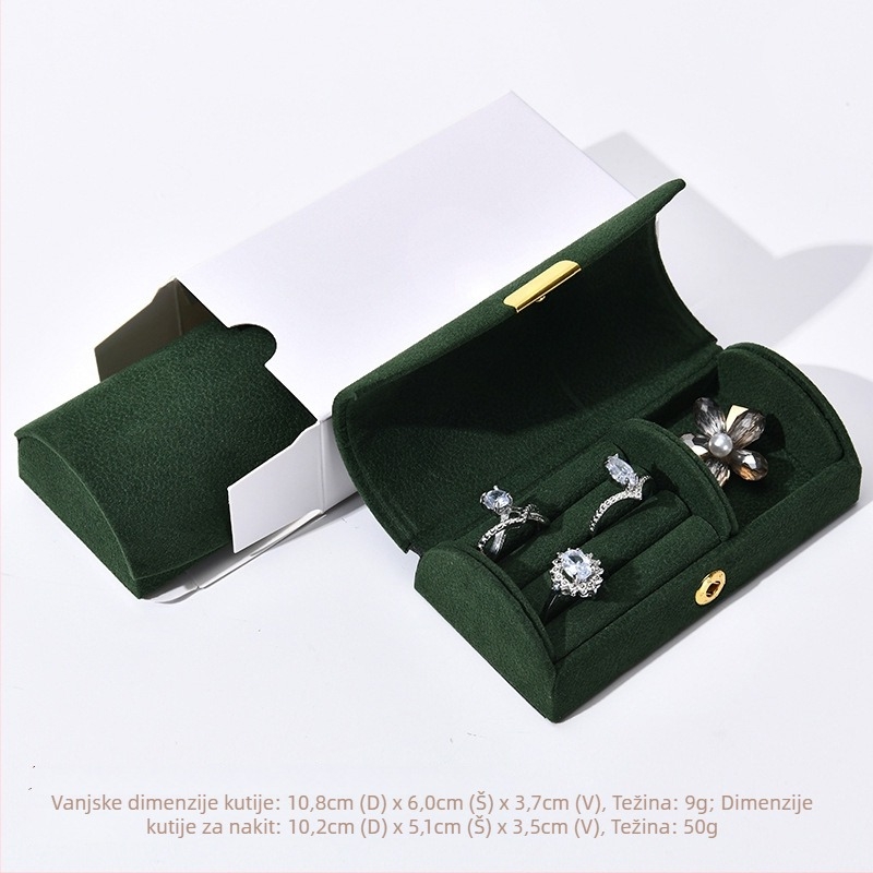 Kutija za nakit od baršuna sa perlama, mini luk dizajn, prijenosna pohrana za naušnice, prstene i ogrlice