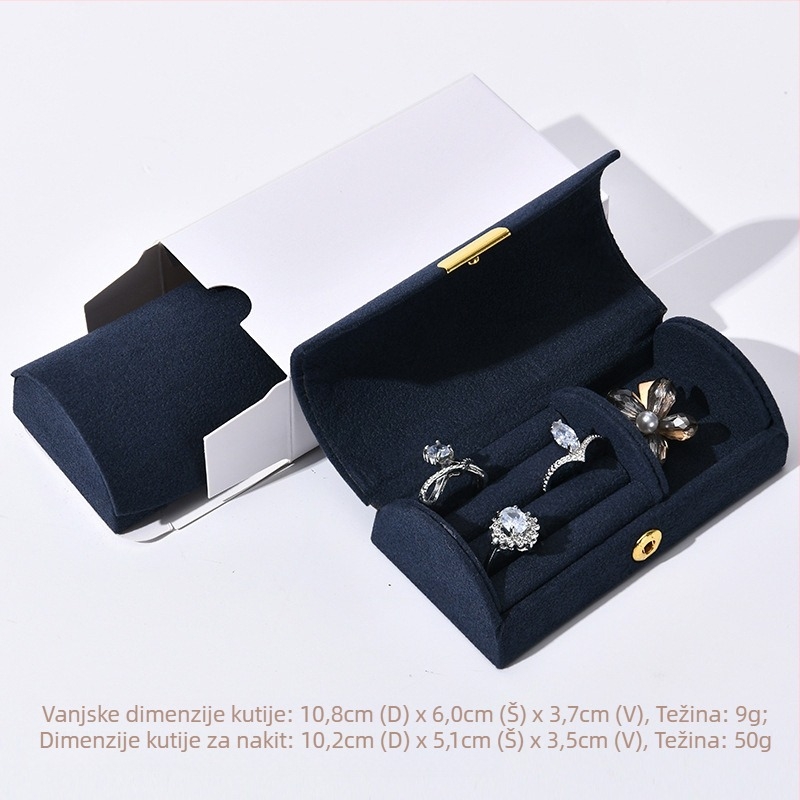 Kutija za nakit od baršuna sa perlama, mini luk dizajn, prijenosna pohrana za naušnice, prstene i ogrlice