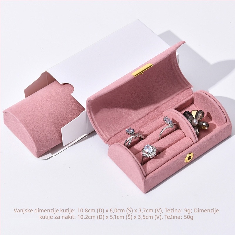 Kutija za nakit od baršuna sa perlama, mini luk dizajn, prijenosna pohrana za naušnice, prstene i ogrlice