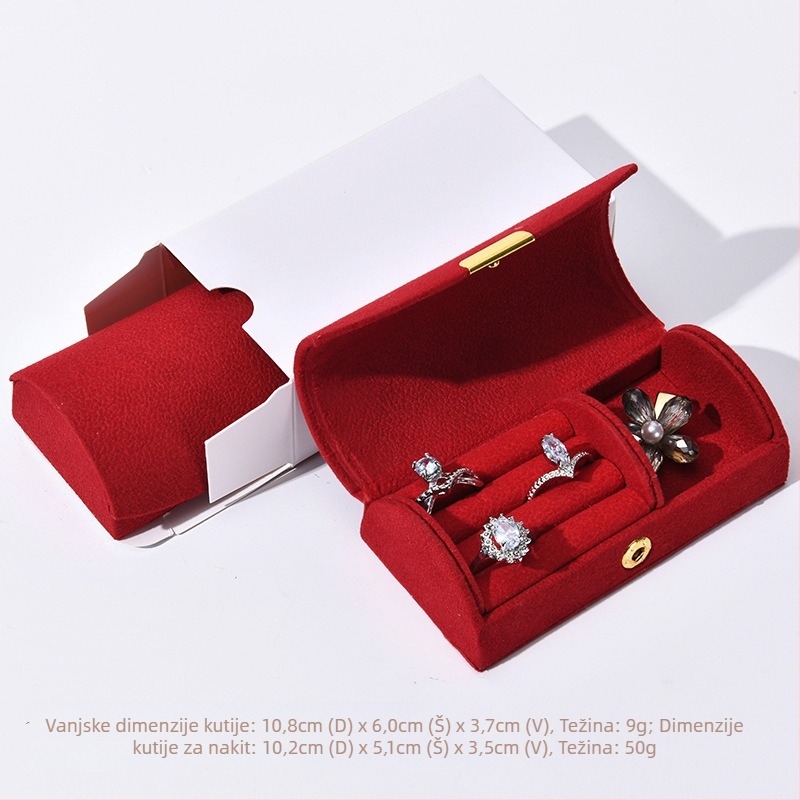 Kutija za nakit od baršuna sa perlama, mini luk dizajn, prijenosna pohrana za naušnice, prstene i ogrlice