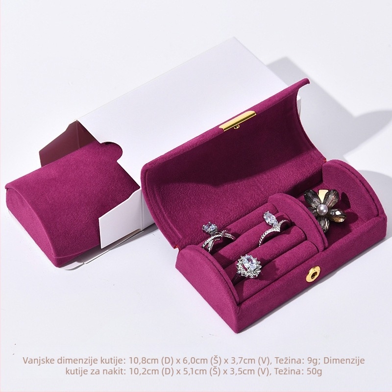 Kutija za nakit od baršuna sa perlama, mini luk dizajn, prijenosna pohrana za naušnice, prstene i ogrlice