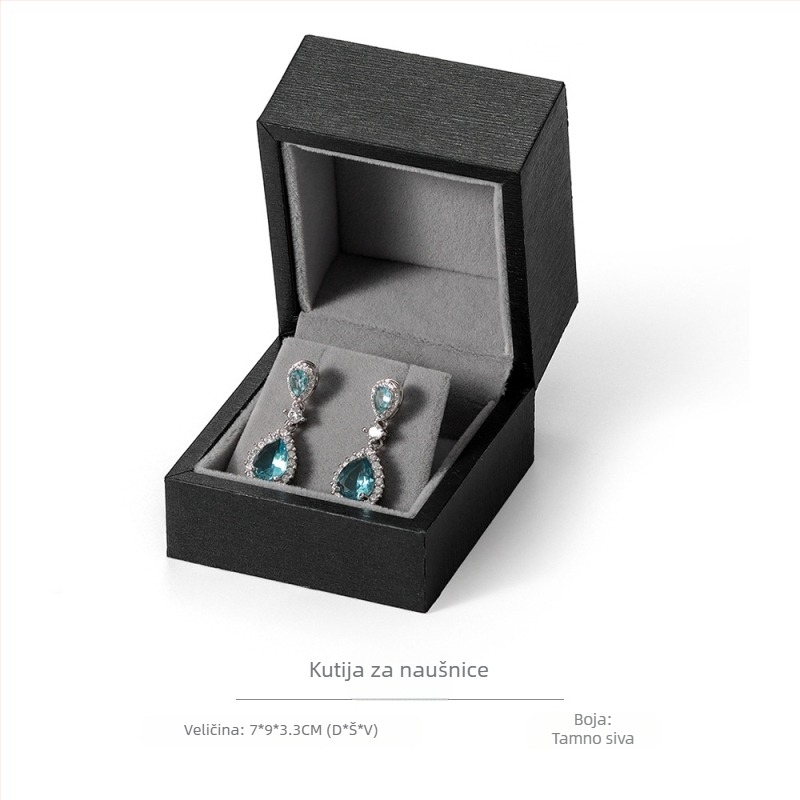 Papirnata kutija za pakiranje nakita od papira s debelim rubom i pravokutnim dizajnom te uzorom borovih iglica, za ogrlicu, prsten, naušnicu ili privjesak