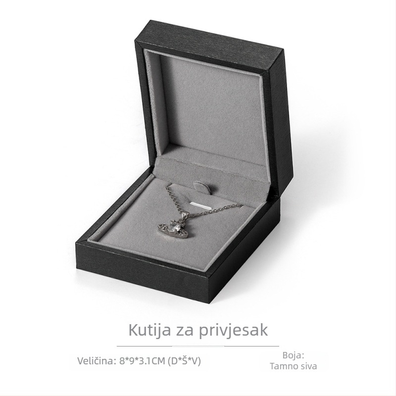 Papirnata kutija za pakiranje nakita od papira s debelim rubom i pravokutnim dizajnom te uzorom borovih iglica, za ogrlicu, prsten, naušnicu ili privjesak