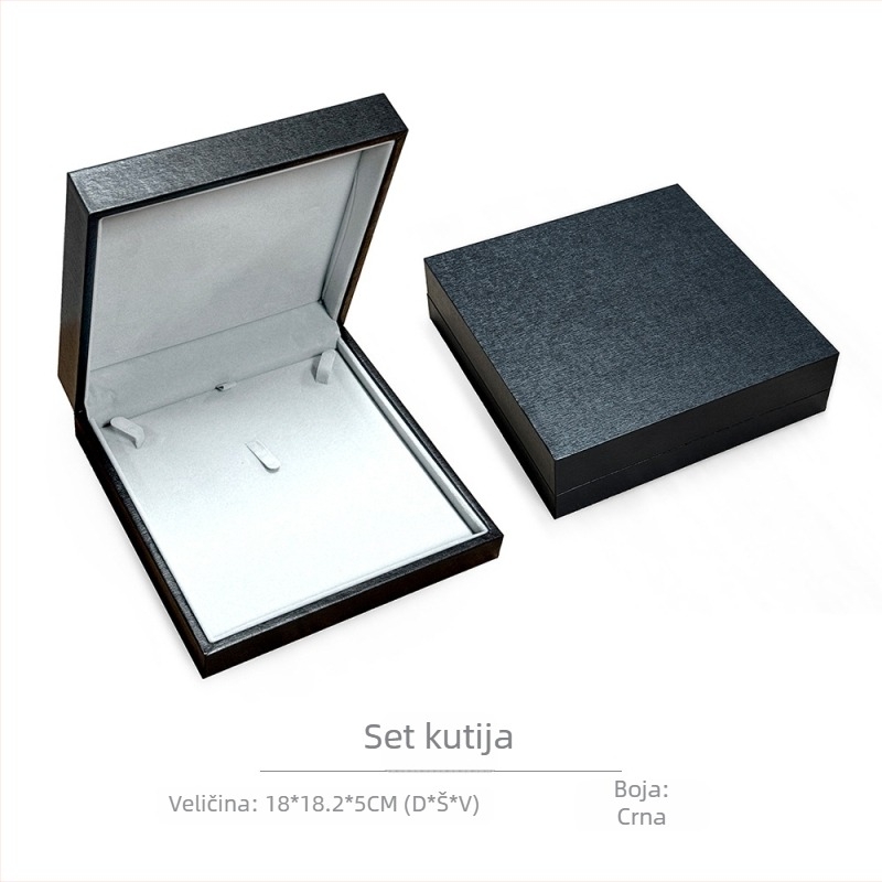 Papirnata kutija za pakiranje nakita od papira s debelim rubom i pravokutnim dizajnom te uzorom borovih iglica, za ogrlicu, prsten, naušnicu ili privjesak