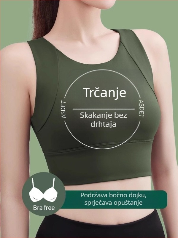Sportski grudnjak s cupom 3/4, srednji oblik šalice, fiksni dvostruki kaiševi, najlon 78% / spandeks 22%, sjajan dizajn s mašnicom