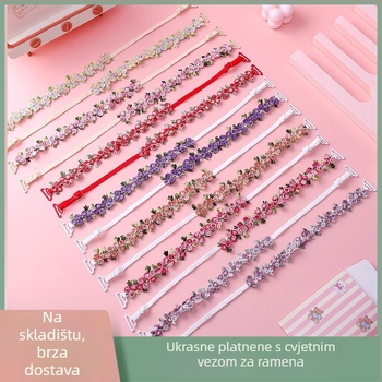 Čipkaste naramenice grudnjaka s izvezenim cvjetovima, zamjenske naramenice za donje rublje, dvostruke naramenice