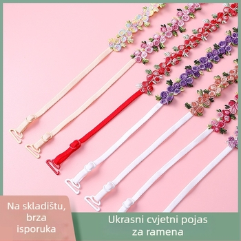 Čipkaste naramenice grudnjaka s izvezenim cvjetovima, zamjenske naramenice za donje rublje, dvostruke naramenice
