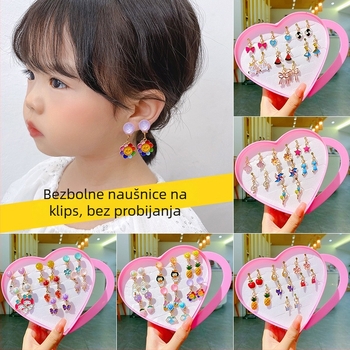 Dječji klipsovi za uši – Cartoon Princess serija, ručna izrada od legure, bez piercinga, za dob 3–6, 6–10 i 10+