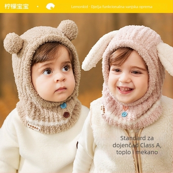 Lemon Baby unisex zimska kapa s integriranim šalom za vrat i zaštitom ušiju – pulover kapa za djecu od 6 do 72 mjeseca