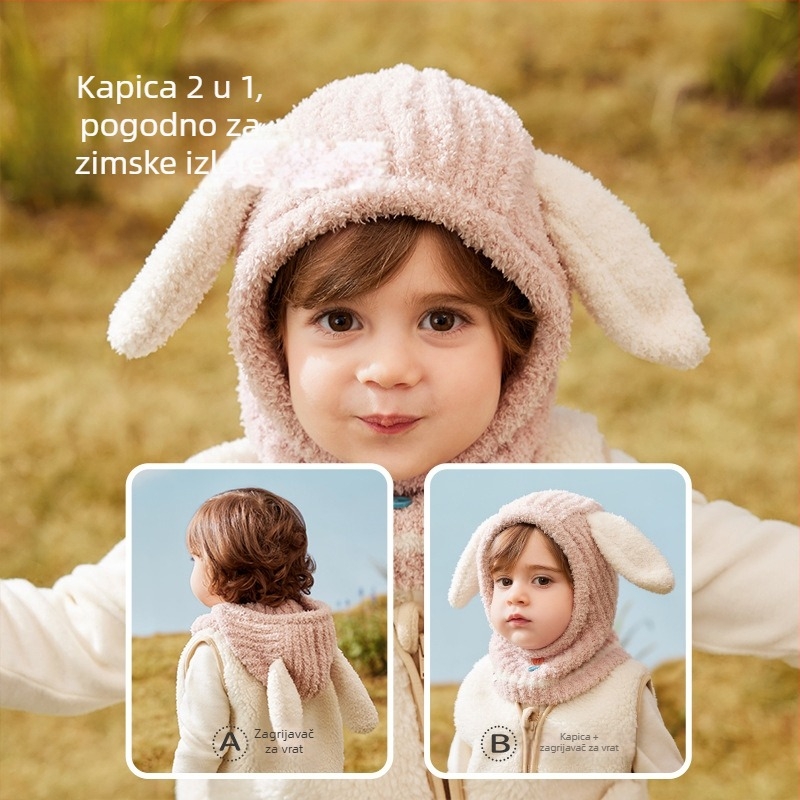 Lemon Baby unisex zimska kapa s integriranim šalom za vrat i zaštitom ušiju – pulover kapa za djecu od 6 do 72 mjeseca