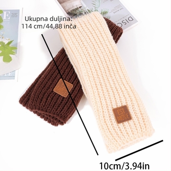 Unisex vuneni pleteni šal, ravno tkanje, jednobojni uzorak, dekorativan