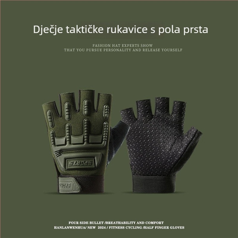 Dječje taktičke rukavice s polu prsta, veličine M–L, unisex, za trening i vožnju biciklom, protuklizne