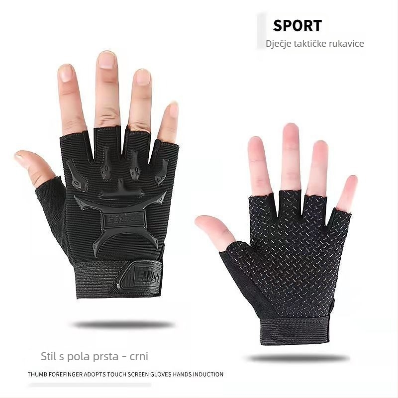 Dječje taktičke rukavice s polu prsta, veličine M–L, unisex, za trening i vožnju biciklom, protuklizne