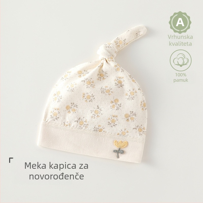 Kapa za novorođenčad od 100% pamuka, bez šavova, unisex, slatka bebi kapica za 0–6 mjeseci