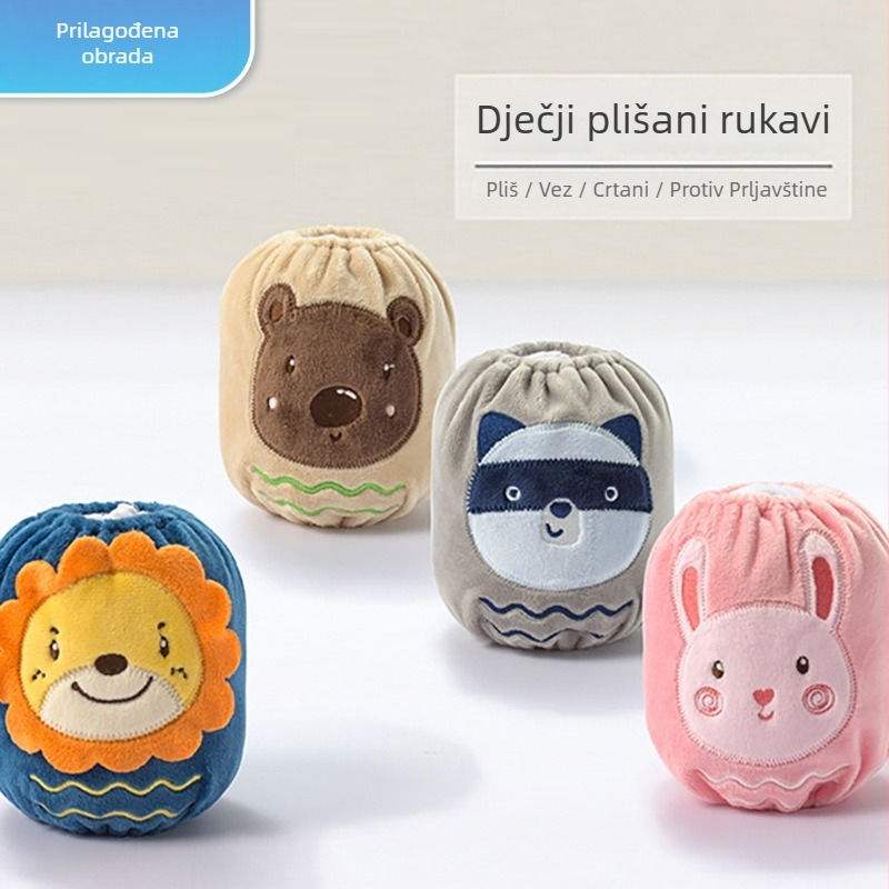 Dječji rukav za jelo od velura, protiv prljavštine, s izšivenim detaljima, za djecu, zima, proljeće i jesen