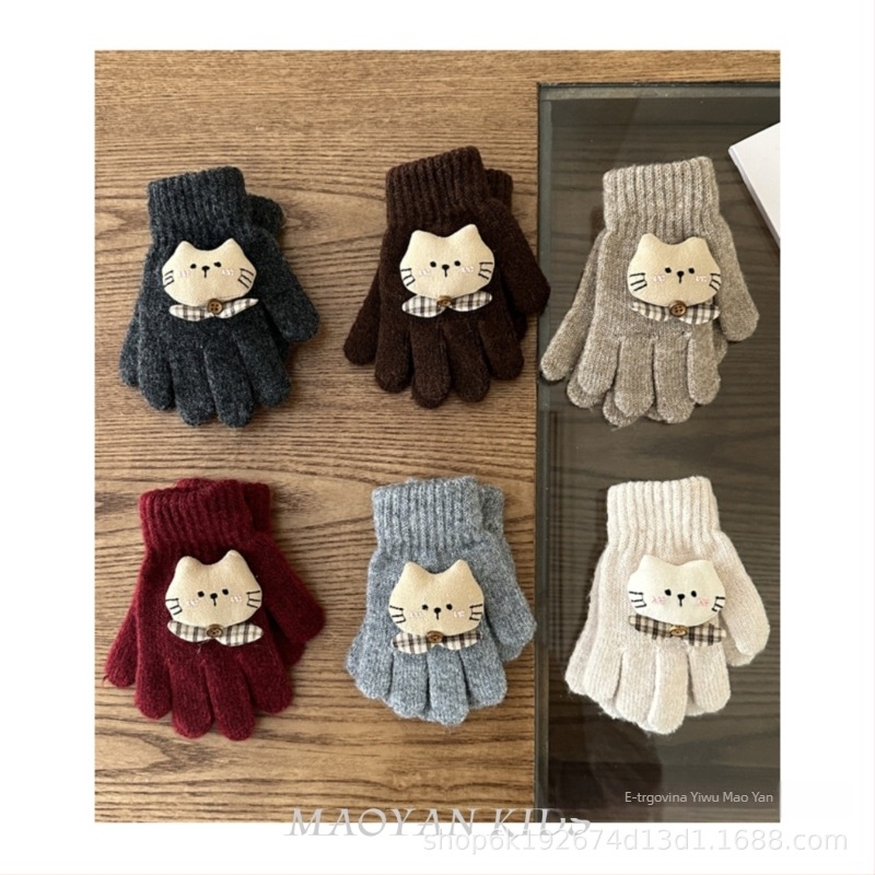 Dječje pletene rukavice s crtić motivom, korejski stil, pet prstiju, toplo za zimu, unisex, uzrast 2-6 godina.