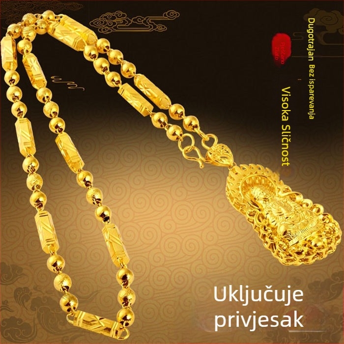 Ogrlica od legure s kugličnim lancem, ručno izrađena, etnički stil, unisex