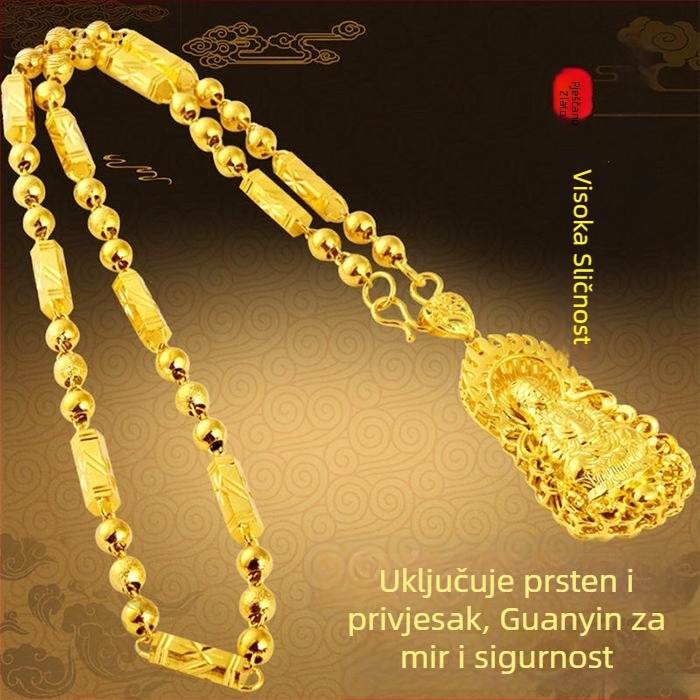 Ogrlica od legure s kugličnim lancem, ručno izrađena, etnički stil, unisex