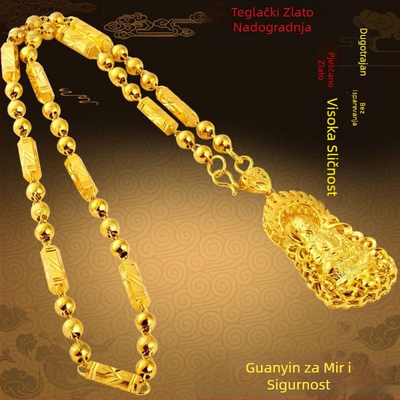 Ogrlica od legure s kugličnim lancem, ručno izrađena, etnički stil, unisex