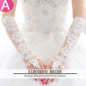 Vjenčane rukavice od čipke, duge i tanke, mrežaste tkanine (Brand: Unique; Na zalihi; Ljeto 2021)