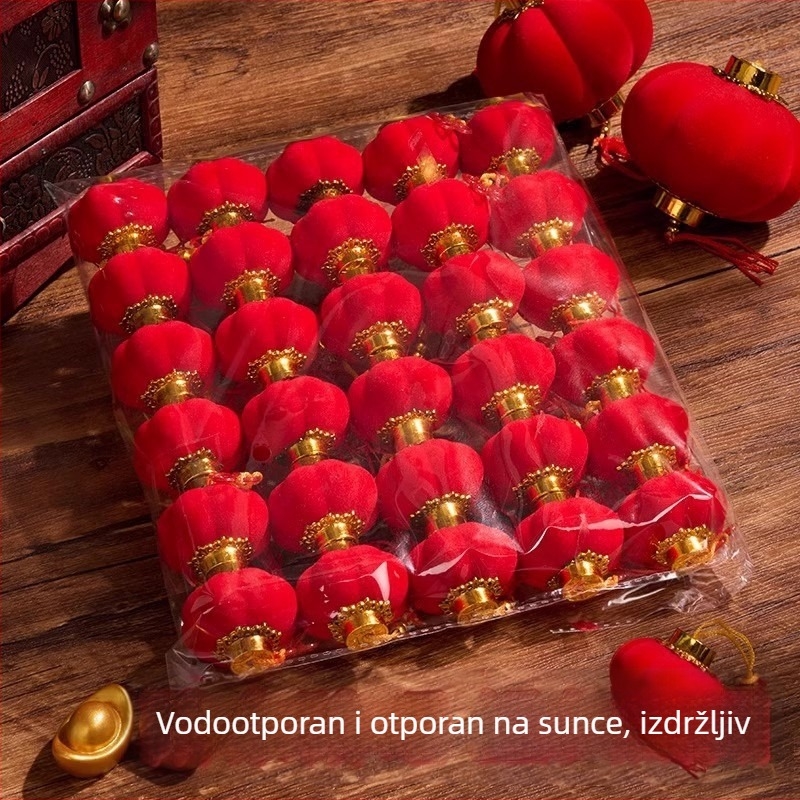 Zhenhuan Ukrasni lampion, kružnog oblika od flokiranog platna, ručna izrada, kineski stil dekor, za vjenčanja i uređenje doma