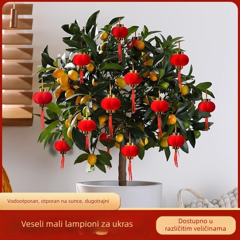 Zhenhuan Ukrasni lampion, kružnog oblika od flokiranog platna, ručna izrada, kineski stil dekor, za vjenčanja i uređenje doma