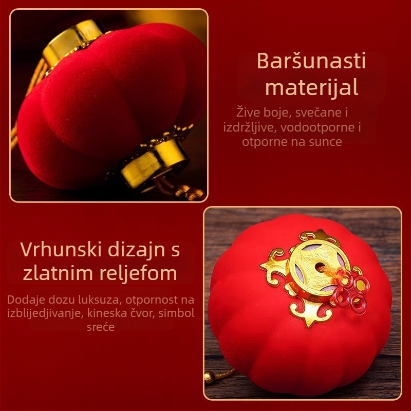 Zhenhuan Ukrasni lampion, kružnog oblika od flokiranog platna, ručna izrada, kineski stil dekor, za vjenčanja i uređenje doma