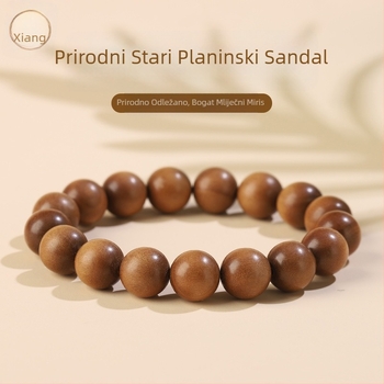 Mysore sandalwood – narukvica i ogrlica, 10 mm okrugle perle, 108 perli, ručno polirano, unisex